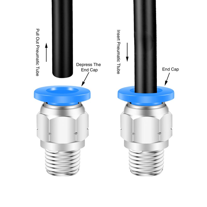 CEKER 1/4 "" NPT Push to Connect Fittings Air Fittings 6mm to 1/4 بوصة npt ذكر موضوع خط الهواء تركيبات توصيل سريعة تركيبات هوائية 10 عبوات - Image 5